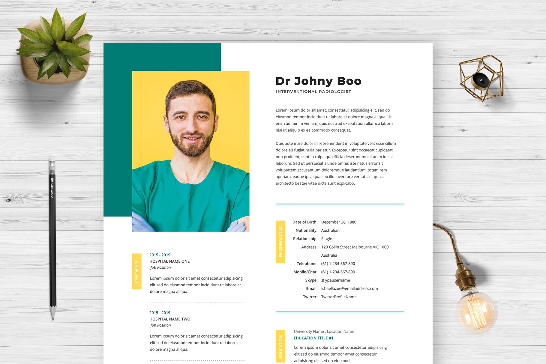Doctor Resume CV Template 15 preview image.