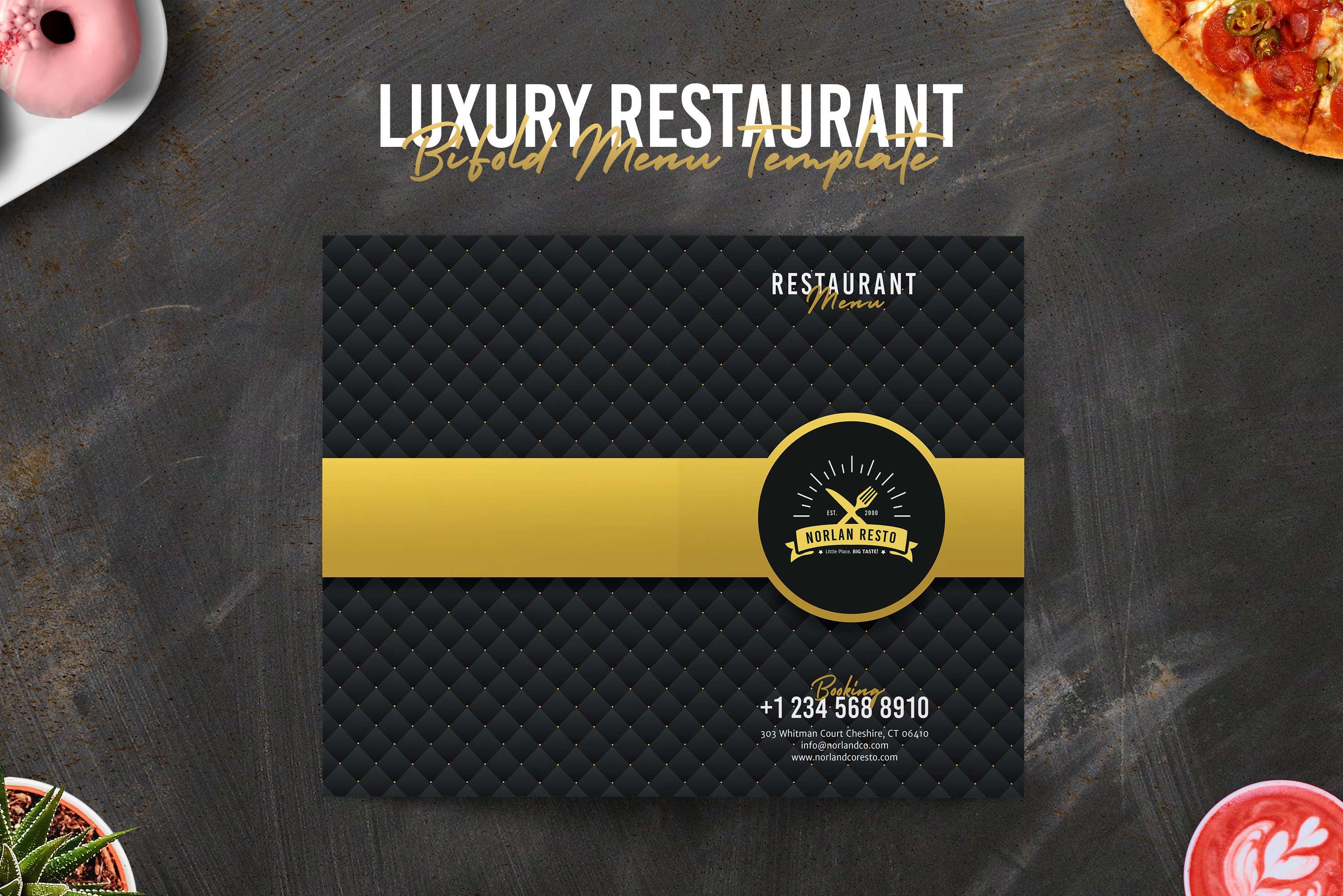Luxury Restaurant BiFold Menu preview image.