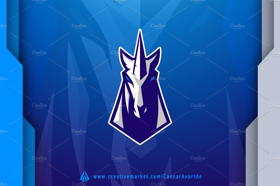 Unicorn Esport Logo Template preview image.