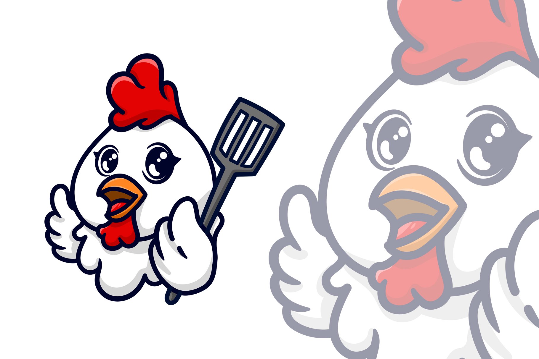 Chicken With Spatula Logo Mascot preview image.