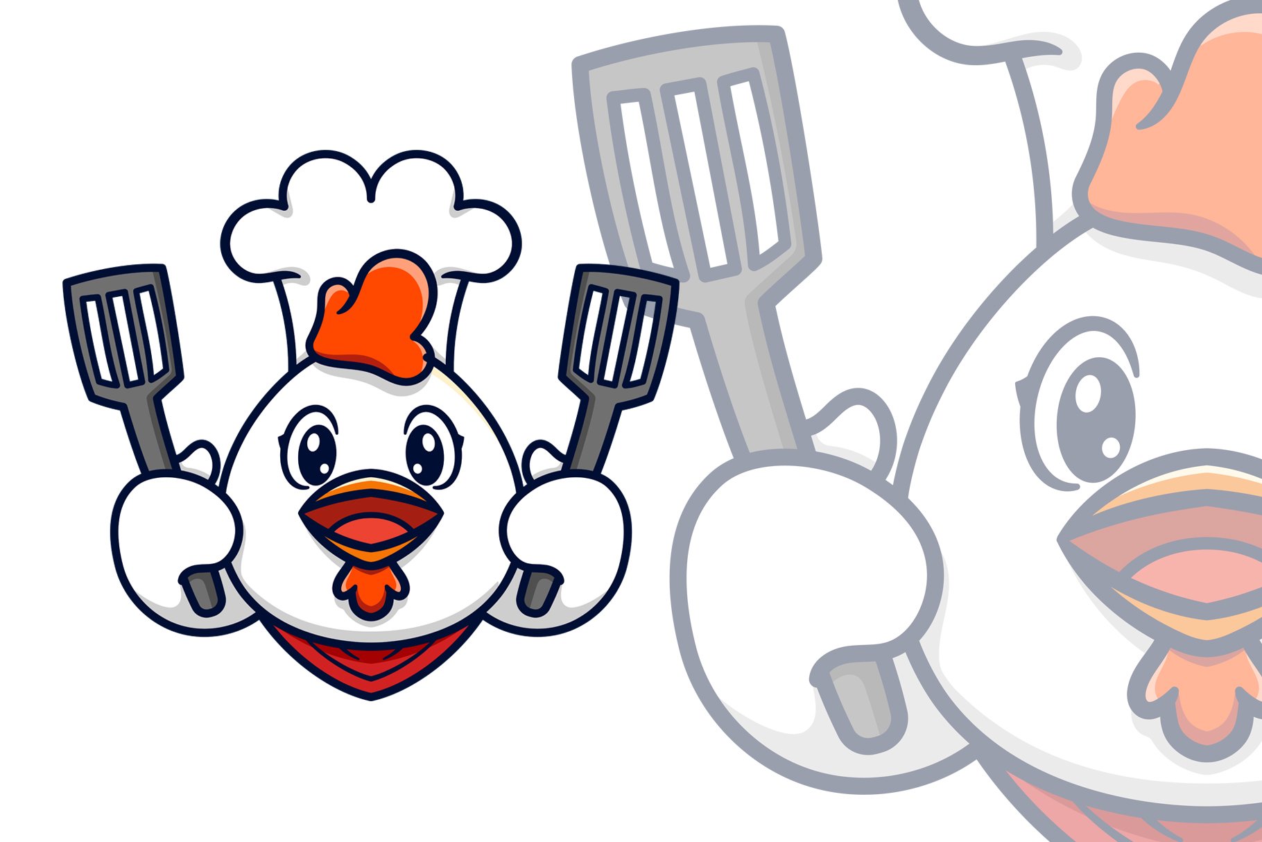 Chef Chicken Spatula Logo Mascot preview image.