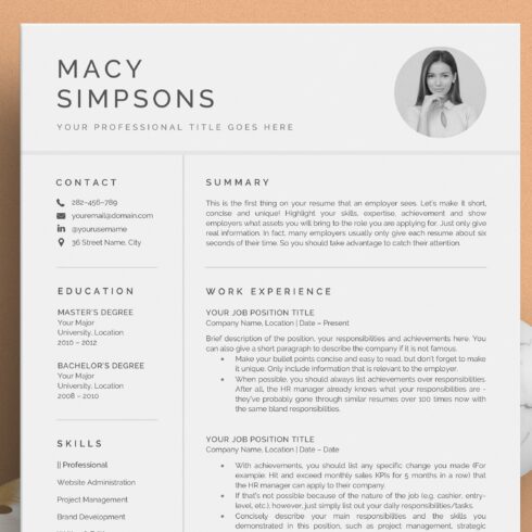 Resume/CV - The Macy cover image.