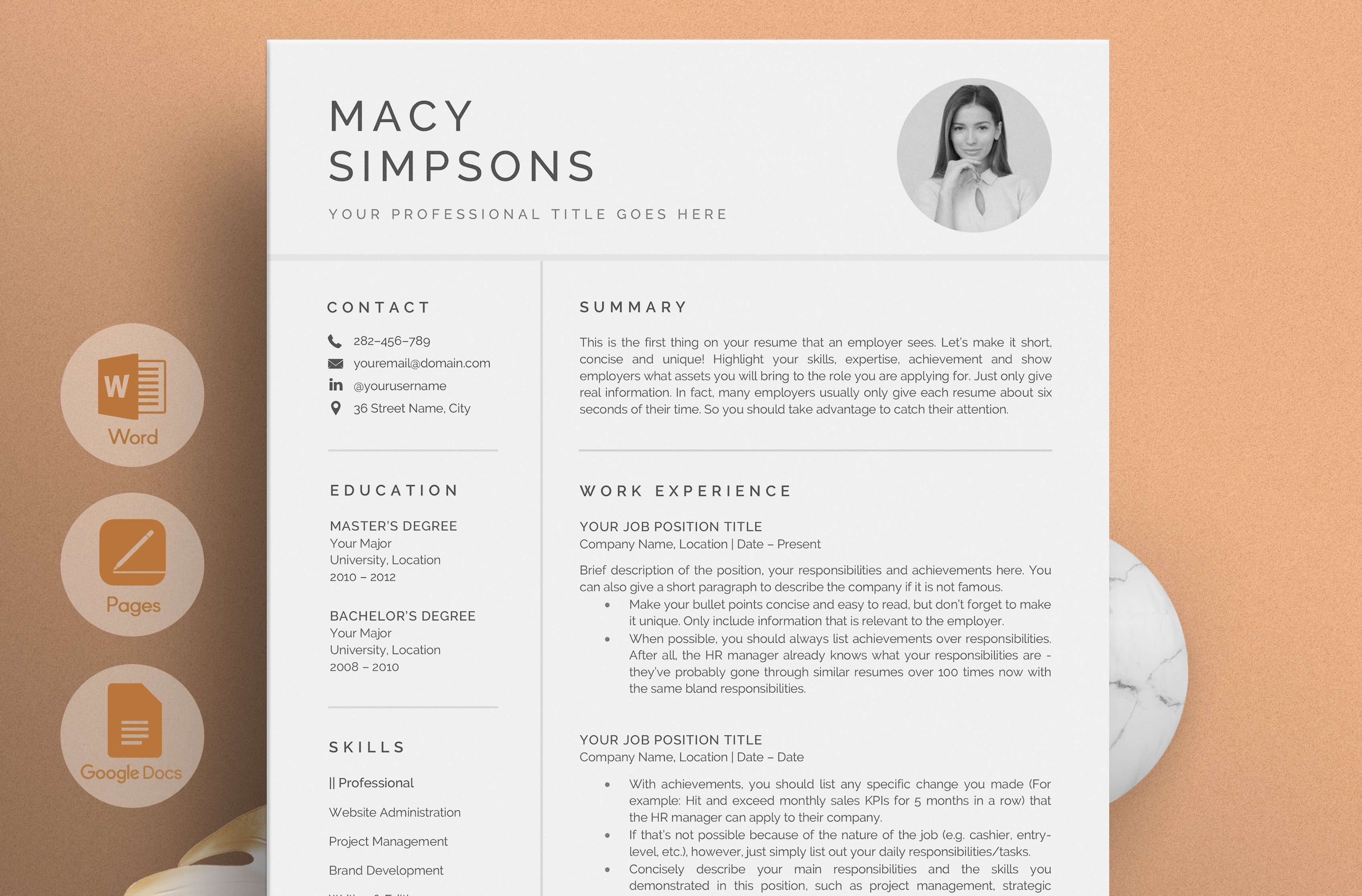 Resume/CV - The Macy cover image.