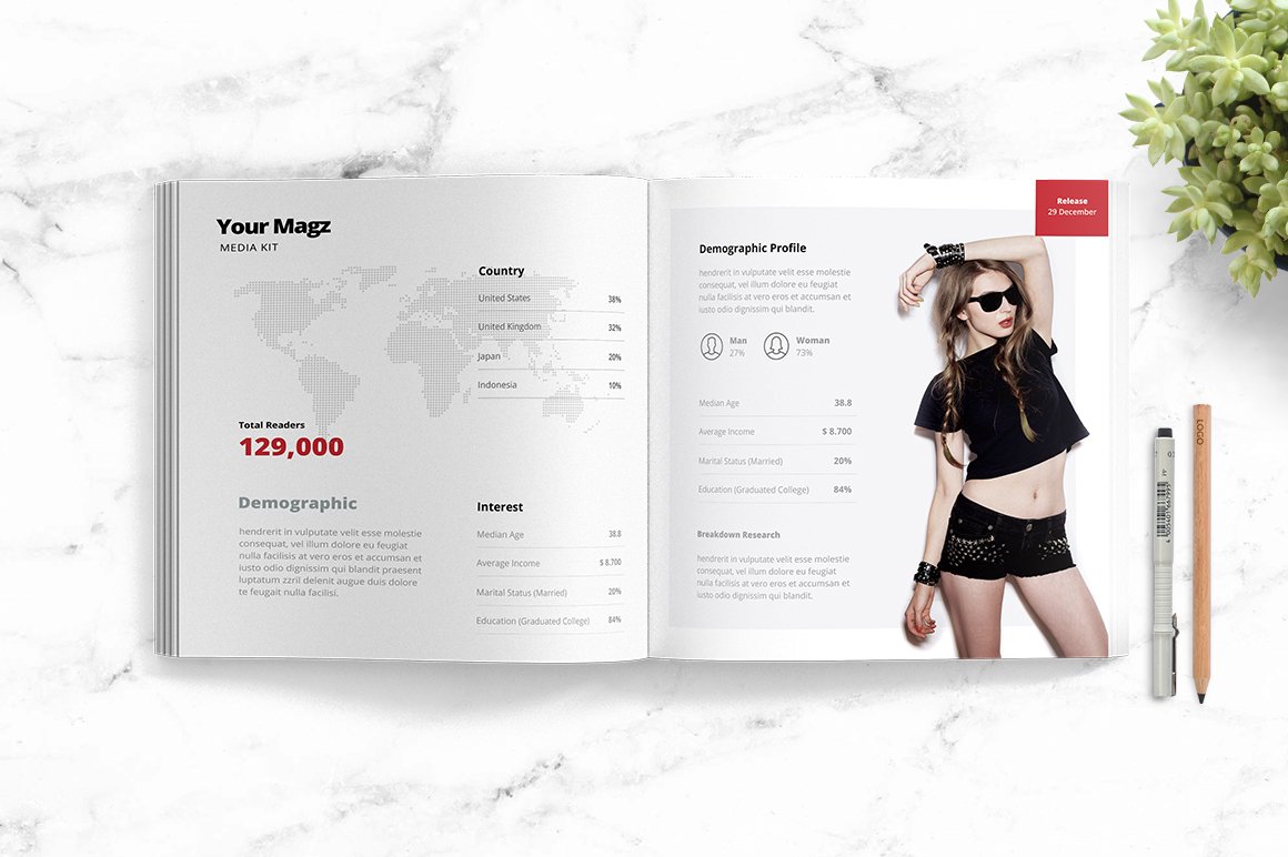 Magazine Media Kit Template preview image.