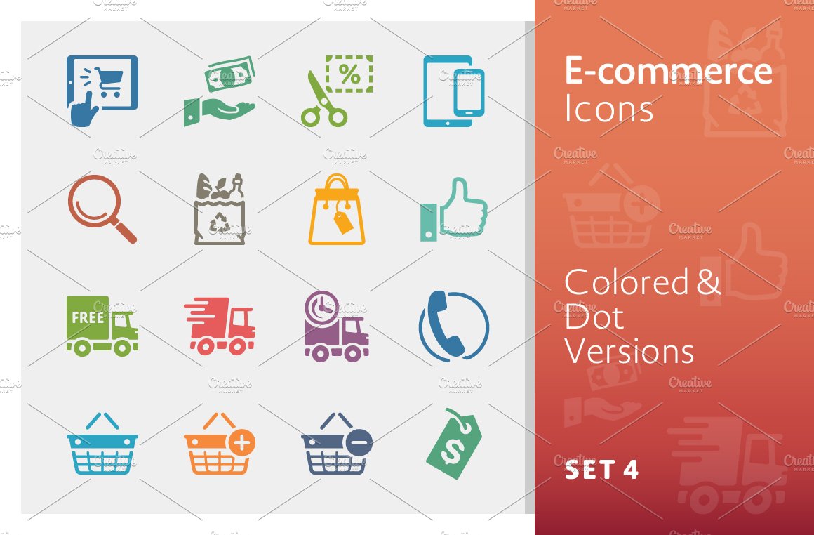 E-commerce Icons Set 4 | Colored cover image.