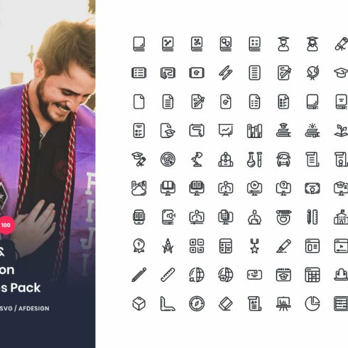 School & Education 100 Set Icon Pack cover image.