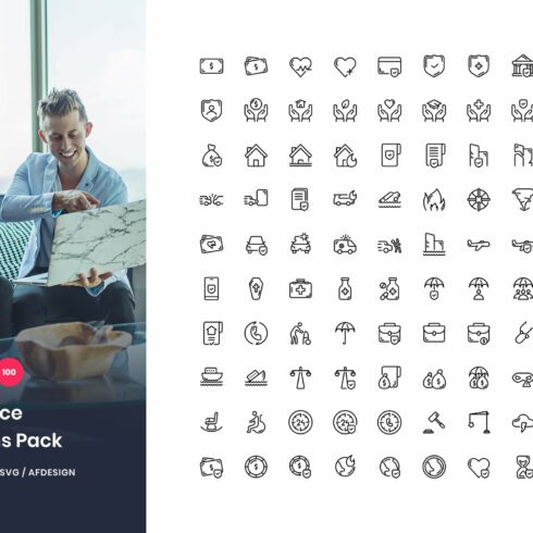 Insurance 100 Set Icon Pack cover image.