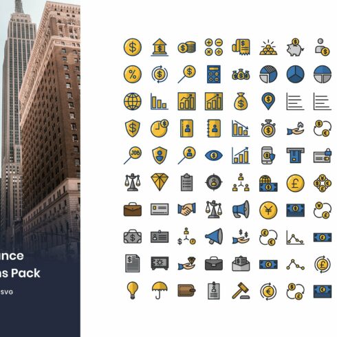100 Finance Icons Pack cover image.
