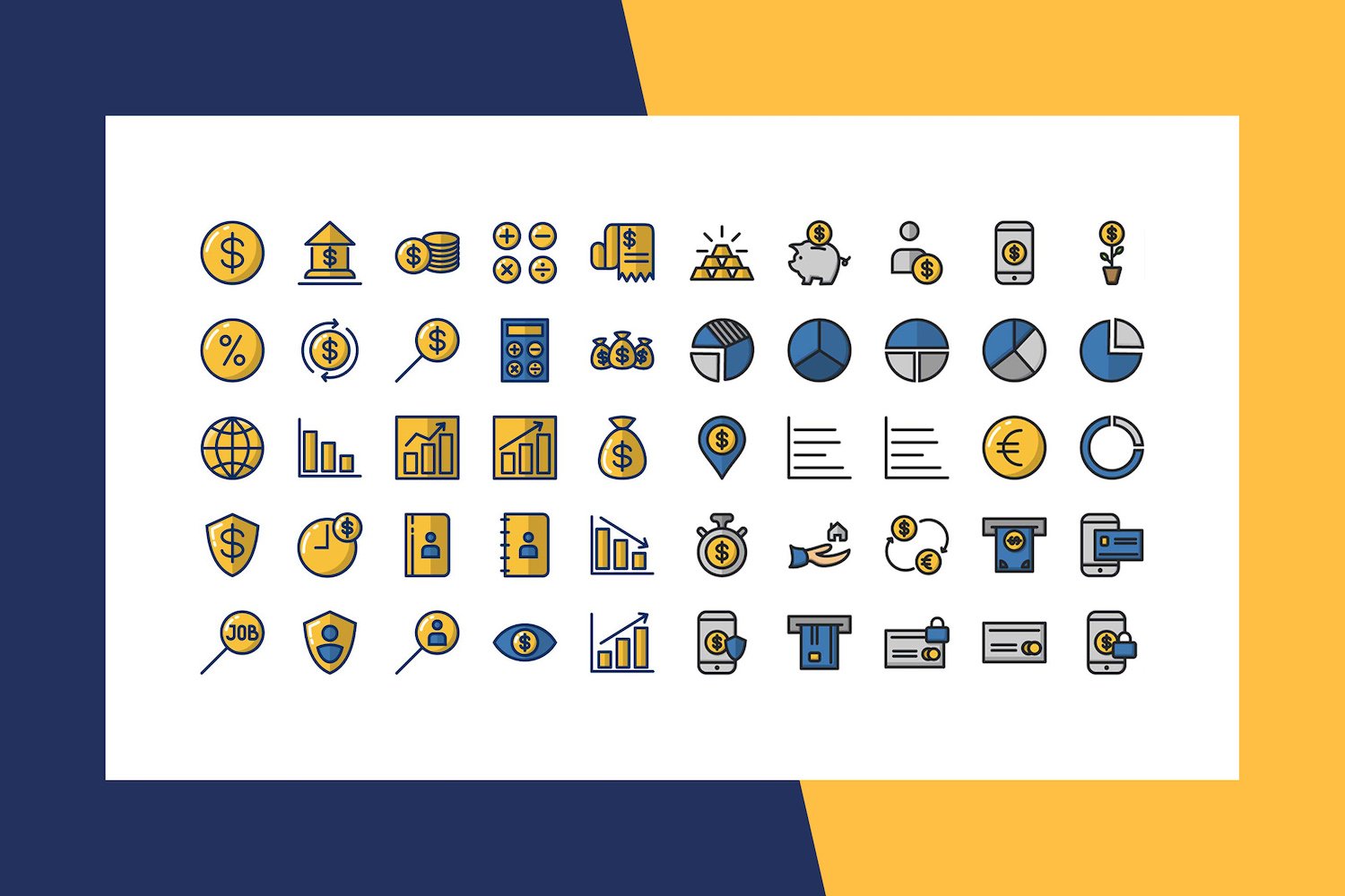 100 Finance Icons Pack preview image.