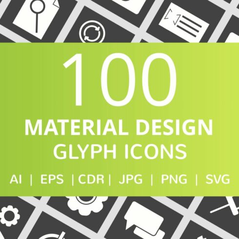 100 Material Design Glyph Icons cover image.
