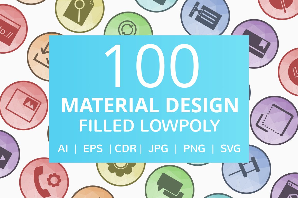 100 Material Design Low Poly Icons cover image.