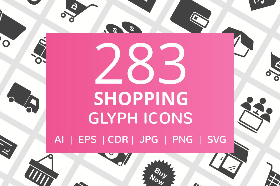 283 Shopping Glyph Icons cover image.