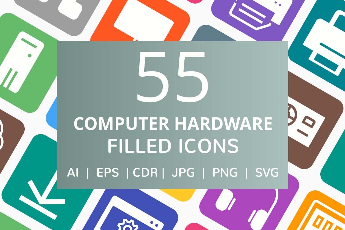 55 Computer & hardware Filled icons cover image.