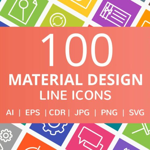 100 Material Design Line Icons cover image.