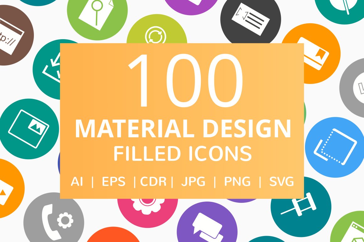 100 Material Design Filled Icons cover image.