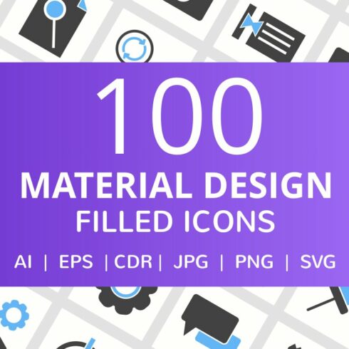 100 Material Design Filled Icons cover image.