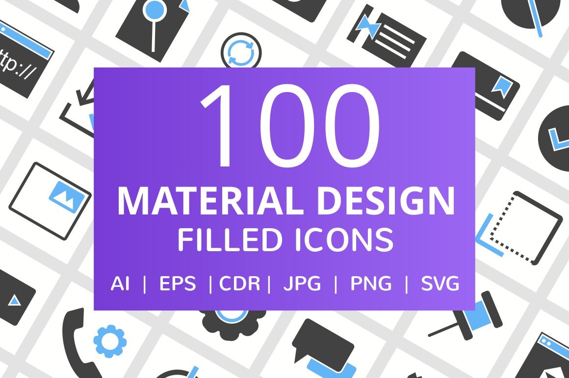 100 Material Design Filled Icons cover image.