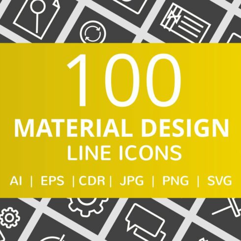 100 Material Design Line Icons cover image.