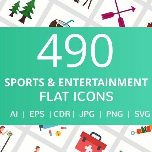 490 Sports & Entertainment Flat Icon cover image.