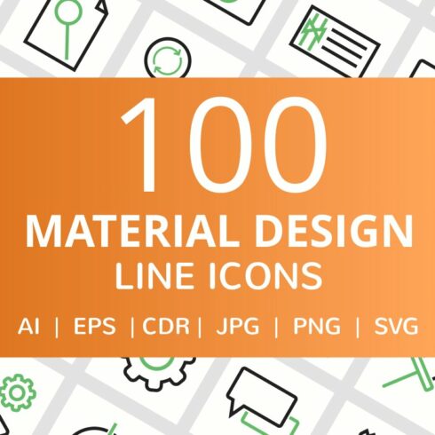 100 Material Design Line Icons cover image.