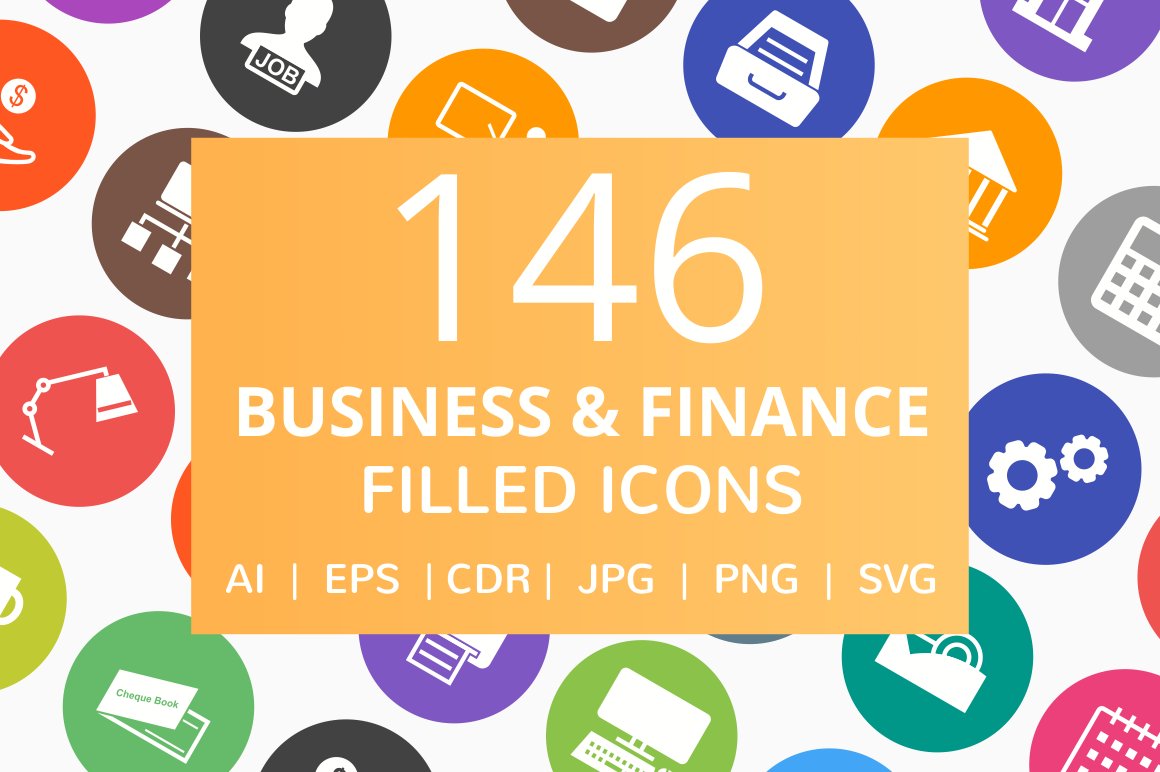 146 Business & Finance Filled Icons cover image.
