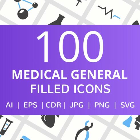 100 Medical General Filled Line Icon cover image.