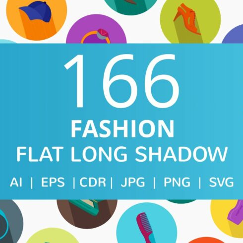 166 Fashion Flat Long Shadow Icons cover image.