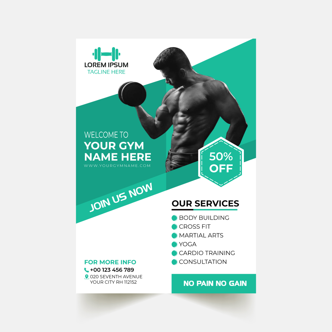 Gym Flyer Template preview image.