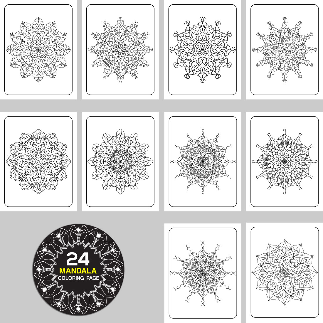 Luxury mandala design And Coloring page cover image.