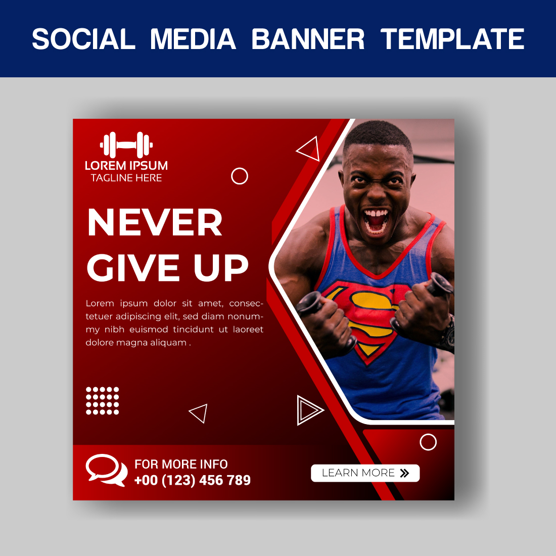Fitness Social Media Banner Template preview image.