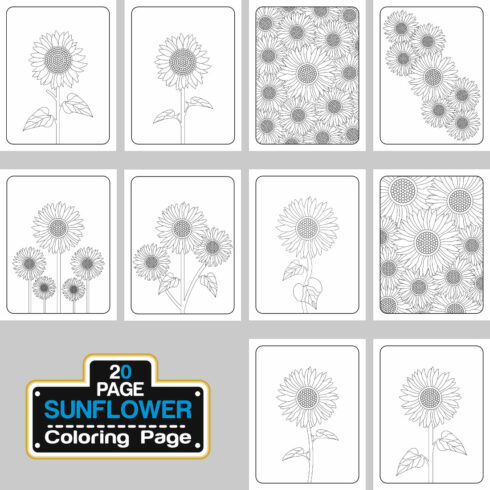 Sunflower Coloring Page And Book Line Art illustration cover image.