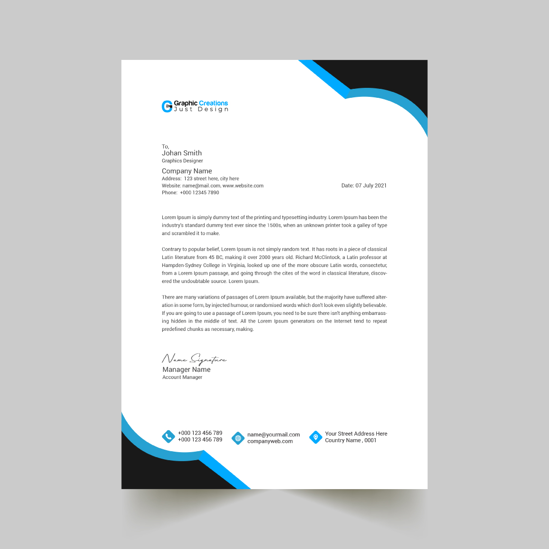 Letterhead Design Template preview image.