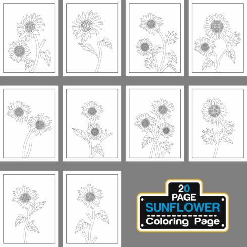 Sunflower Coloring Page And Book Hand Drawn Line Art illustration cover image.