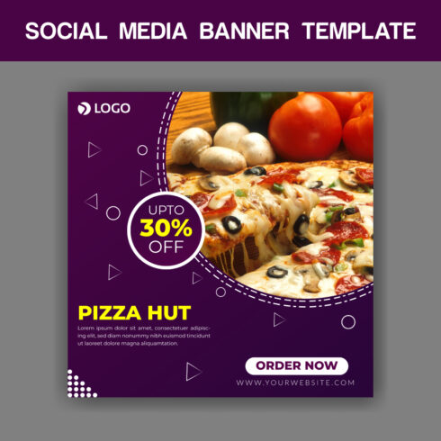 Pizza Social Media Banner Template cover image.