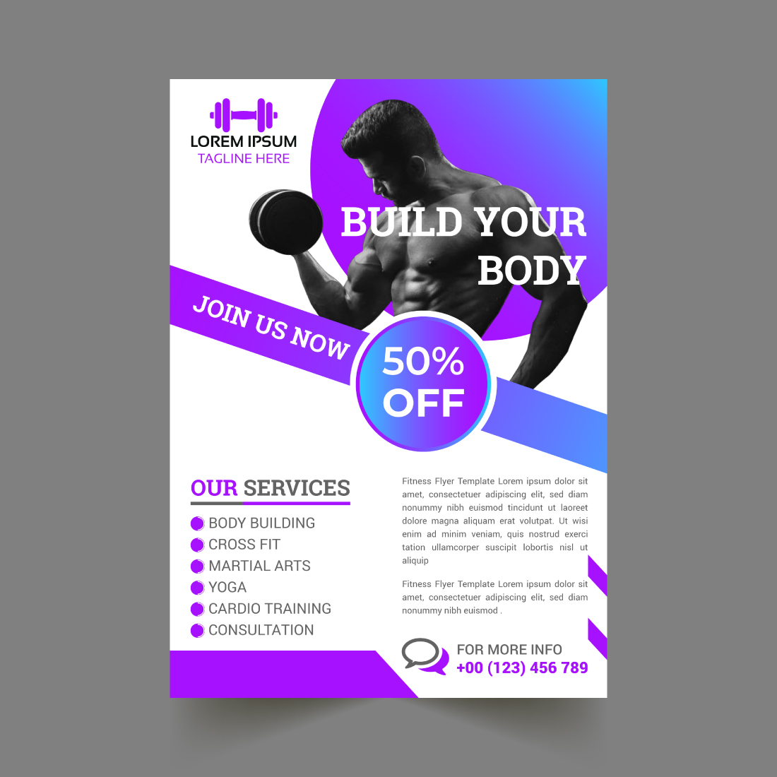 Gym Flyer Template preview image.