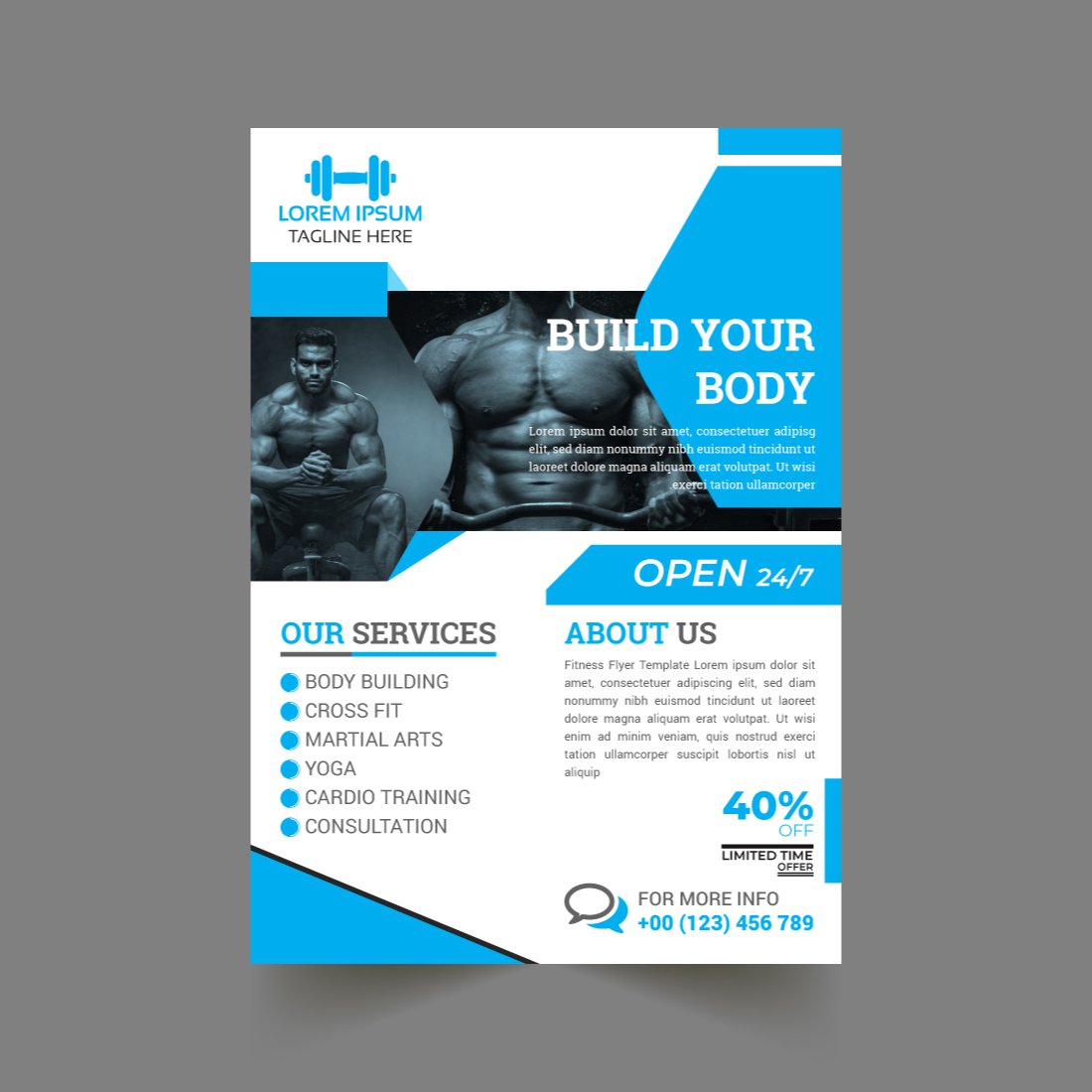 Fitness Gym Flyer Template cover image.