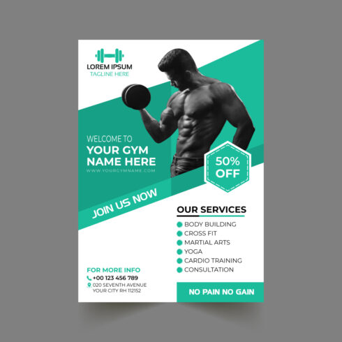 Gym Flyer Template cover image.