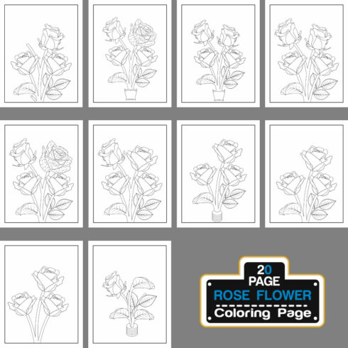 Rose Flower Coloring Page And Book Line Art illustration cover image.