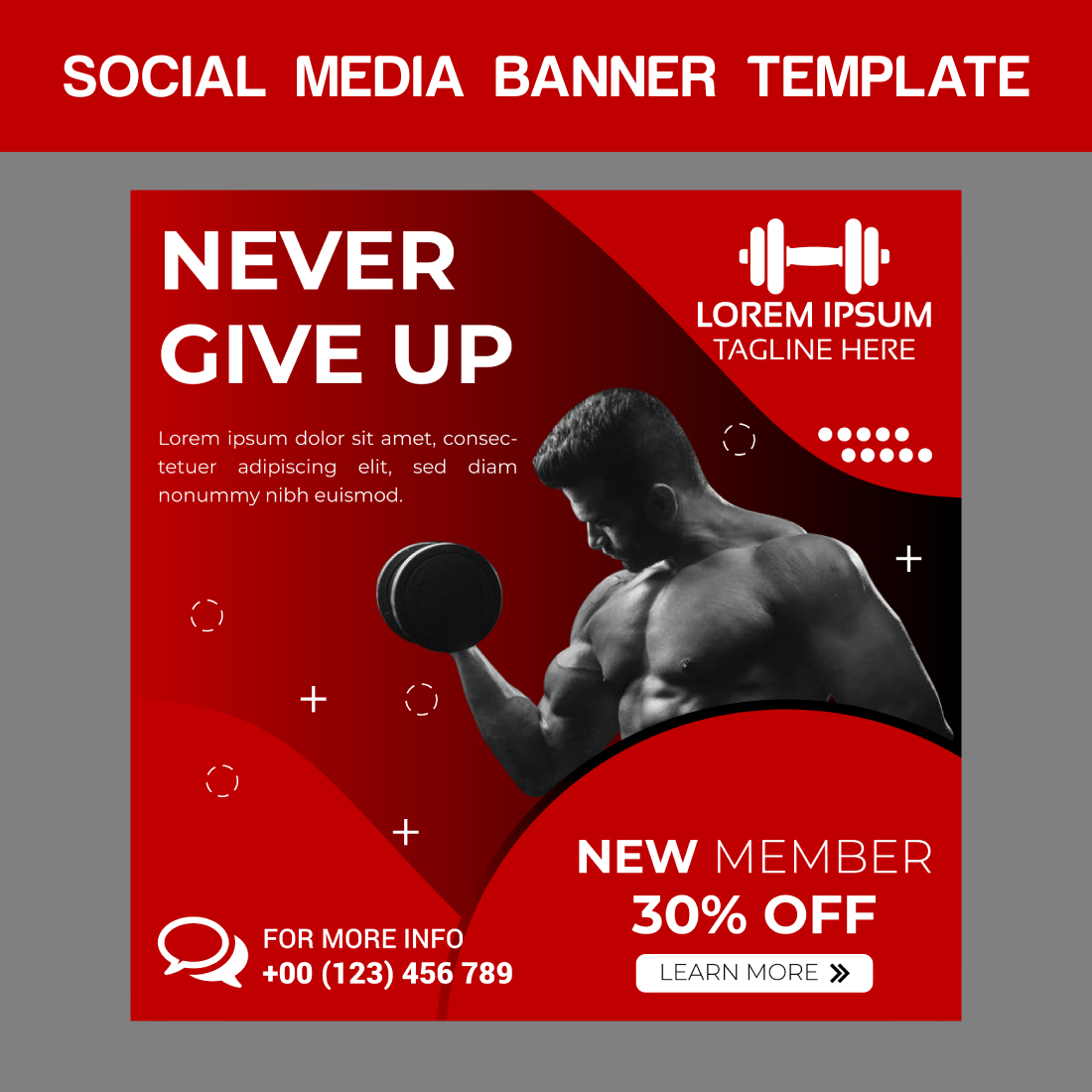 Gym Social Media Banner Template cover image.