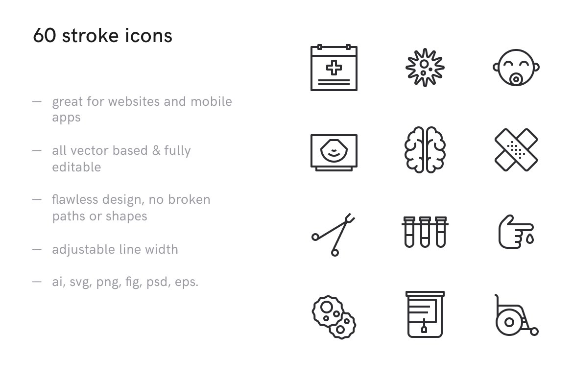 Medical Health Icons preview image.