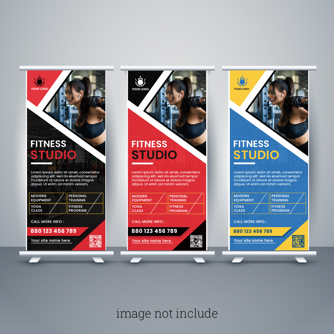 Gym x rollup pullup retractable signage banner Template Design cover image.