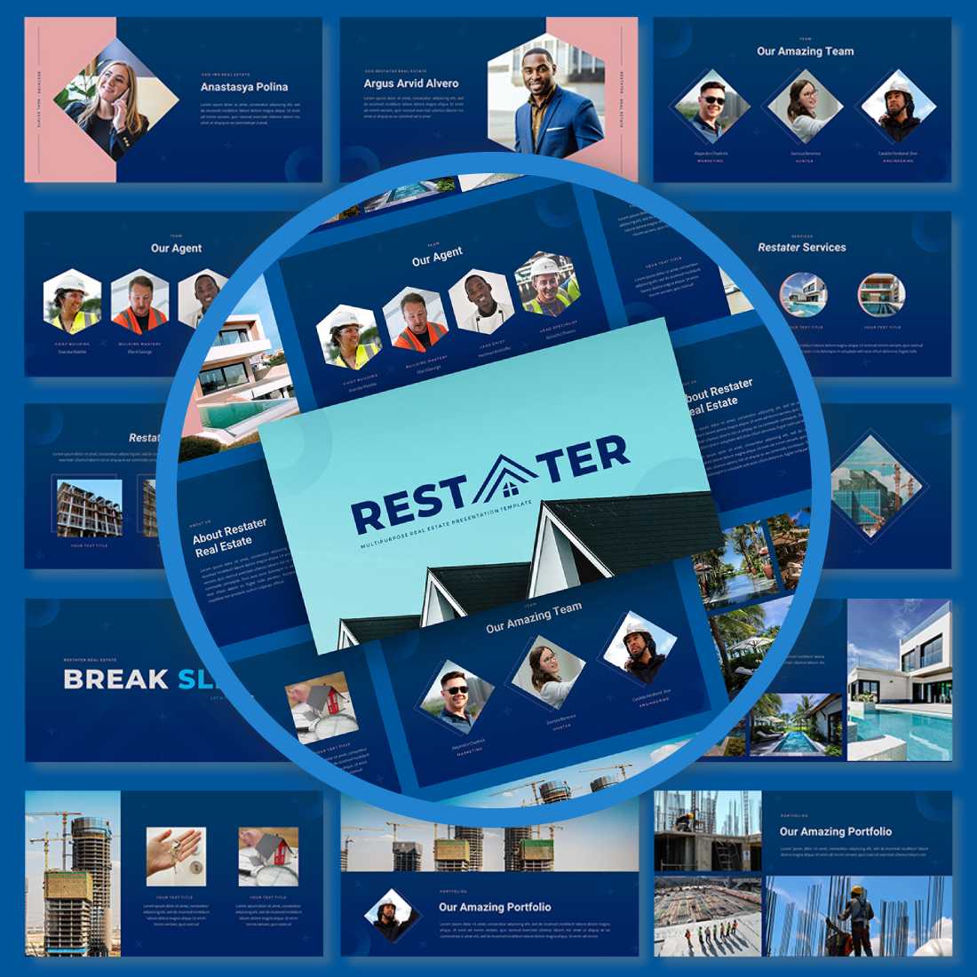 Restater - Multipurpose Real Estate PowerPoint Presentation Template cover image.