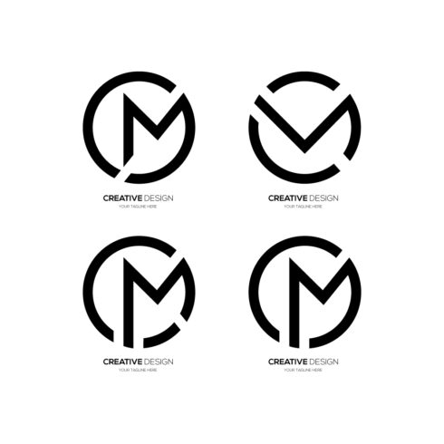 Set of letter CM circle shape logo design concept isolated on balck White background cover image.