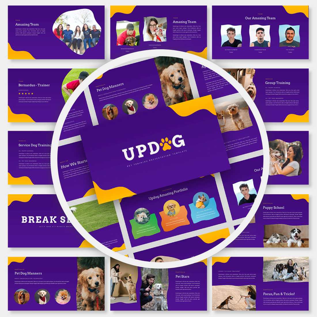 Updog - Pet Training PowerPoint Presentation Template cover image.