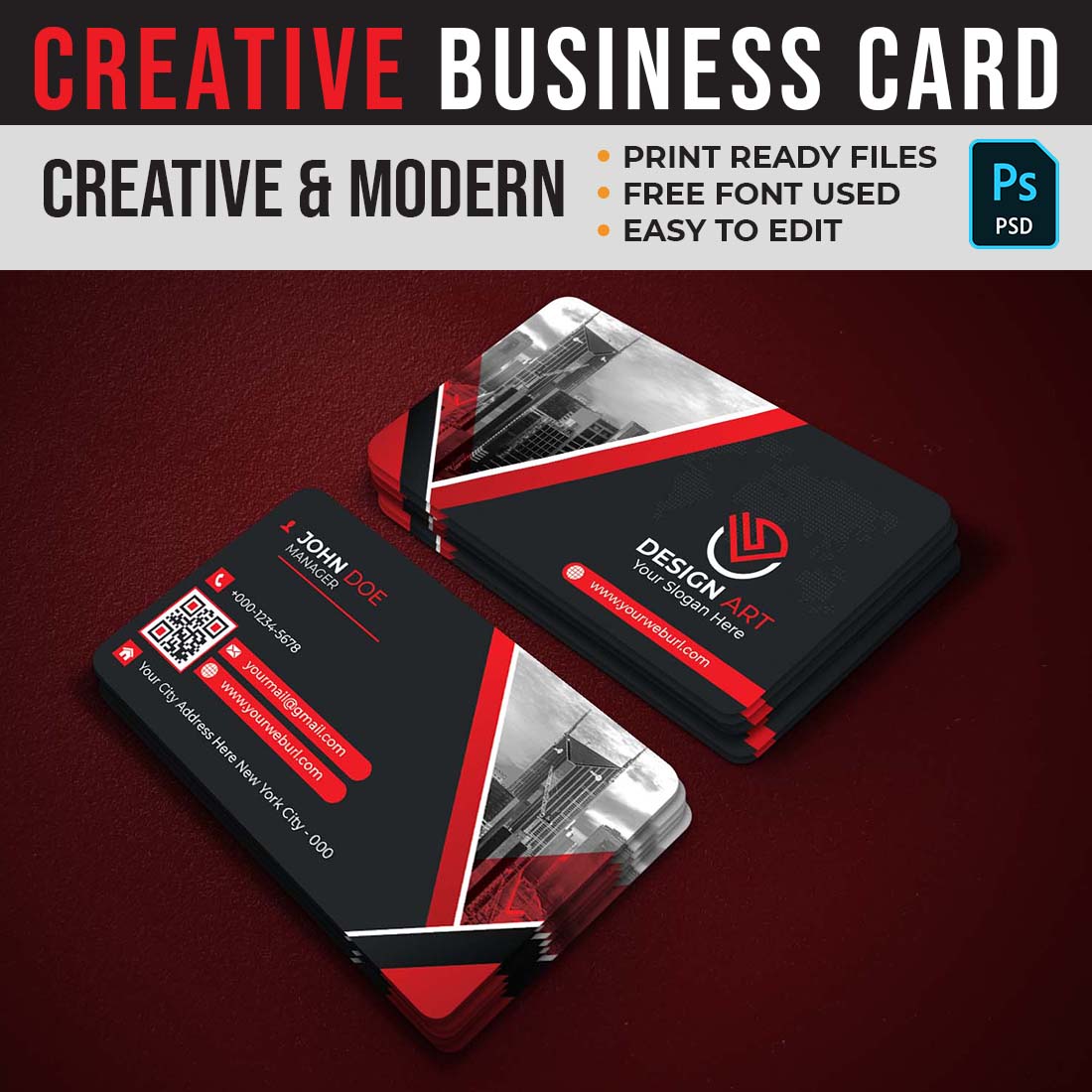 Modern Creative And Professional Business Card Template cover image.