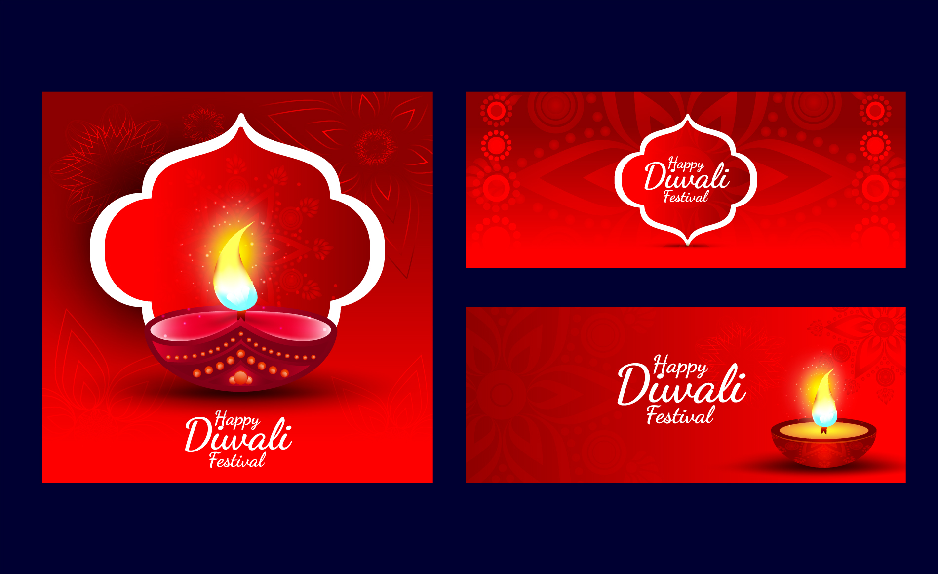 Diwali diwali festival card with a lit candle.