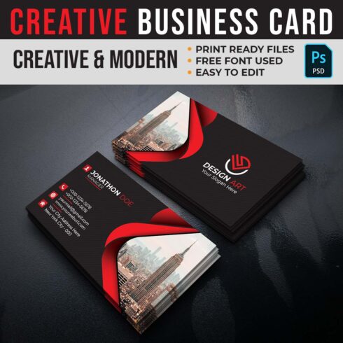Creative Modern Business Card Template cover image.