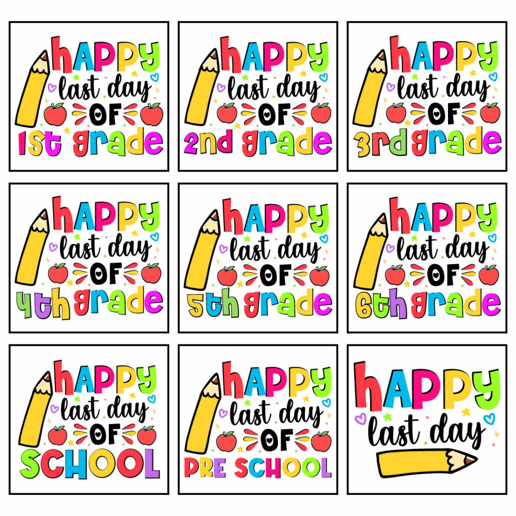 Happy last day school pre school first grade second grade svg design