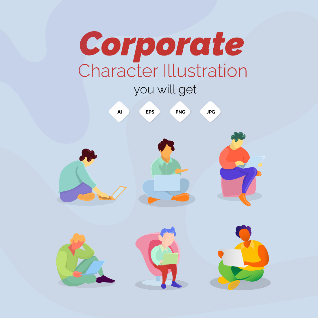 Corporate Character illustration pack cover image.