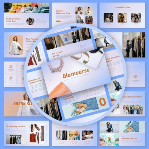 Glamourse - Fashion Google Slides Presentation Template cover image.